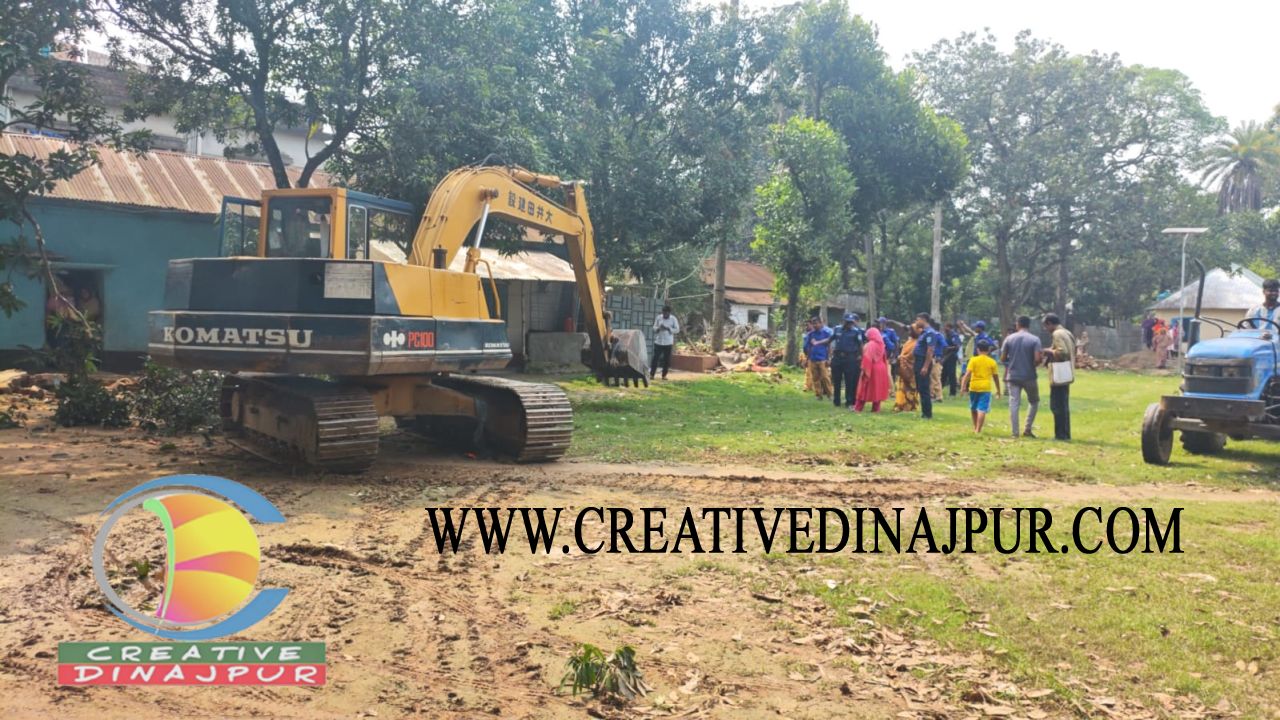 বিরামপুরে পুনরায় উচ্ছেদ অভিযানে উদ্ধার হলো সরকারি জমি, জরিমানা ২ হাজার টাকা 