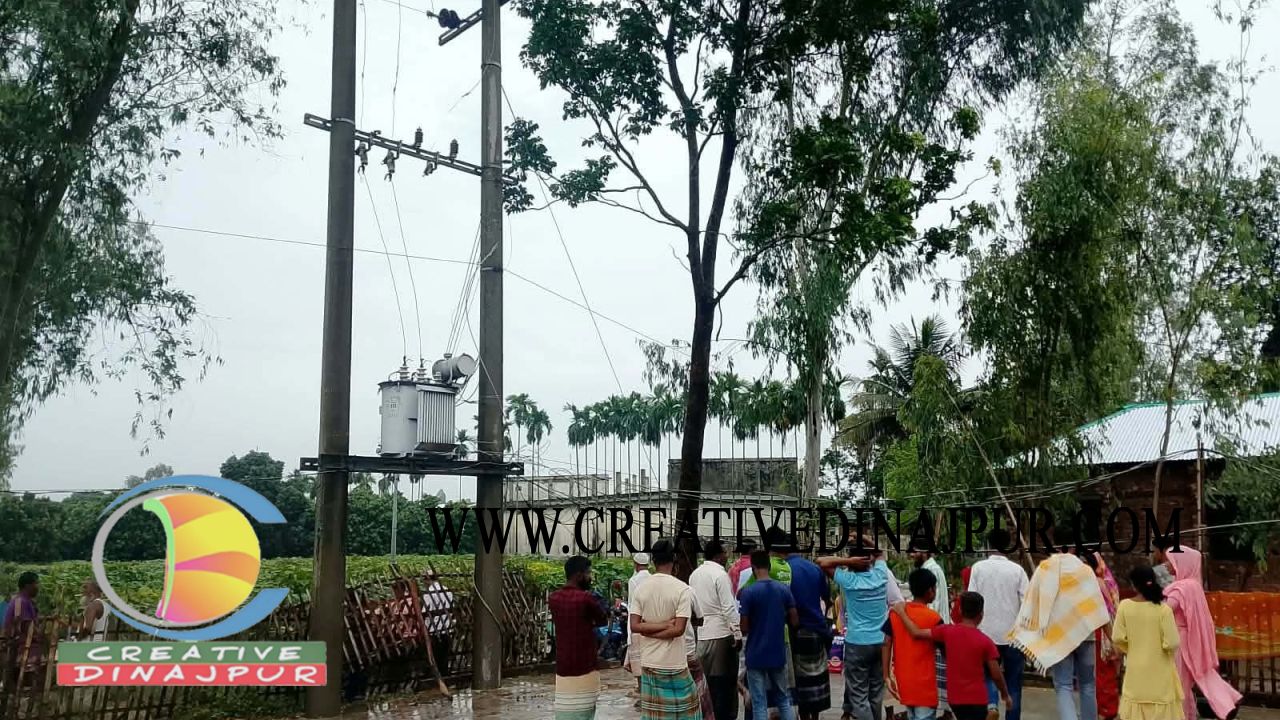 বীরগঞ্জে প্রচণ্ড ঝড়ের কবলে বৈদ্যুতিক ট্রান্সফরমার-মিটারে আগুন, ১জন আহত, গরুর মৃত্যু 
